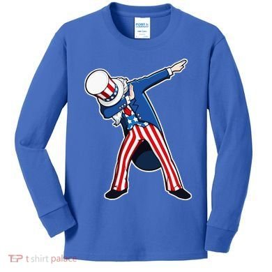Dabbing Uncle Sam 4th of July Independence Day Kids Long Sleeve Shirt