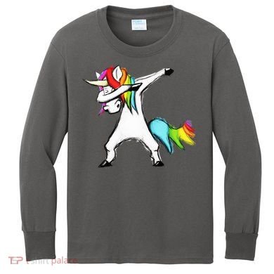 Dabbing Unicorn Kids Long Sleeve Shirt