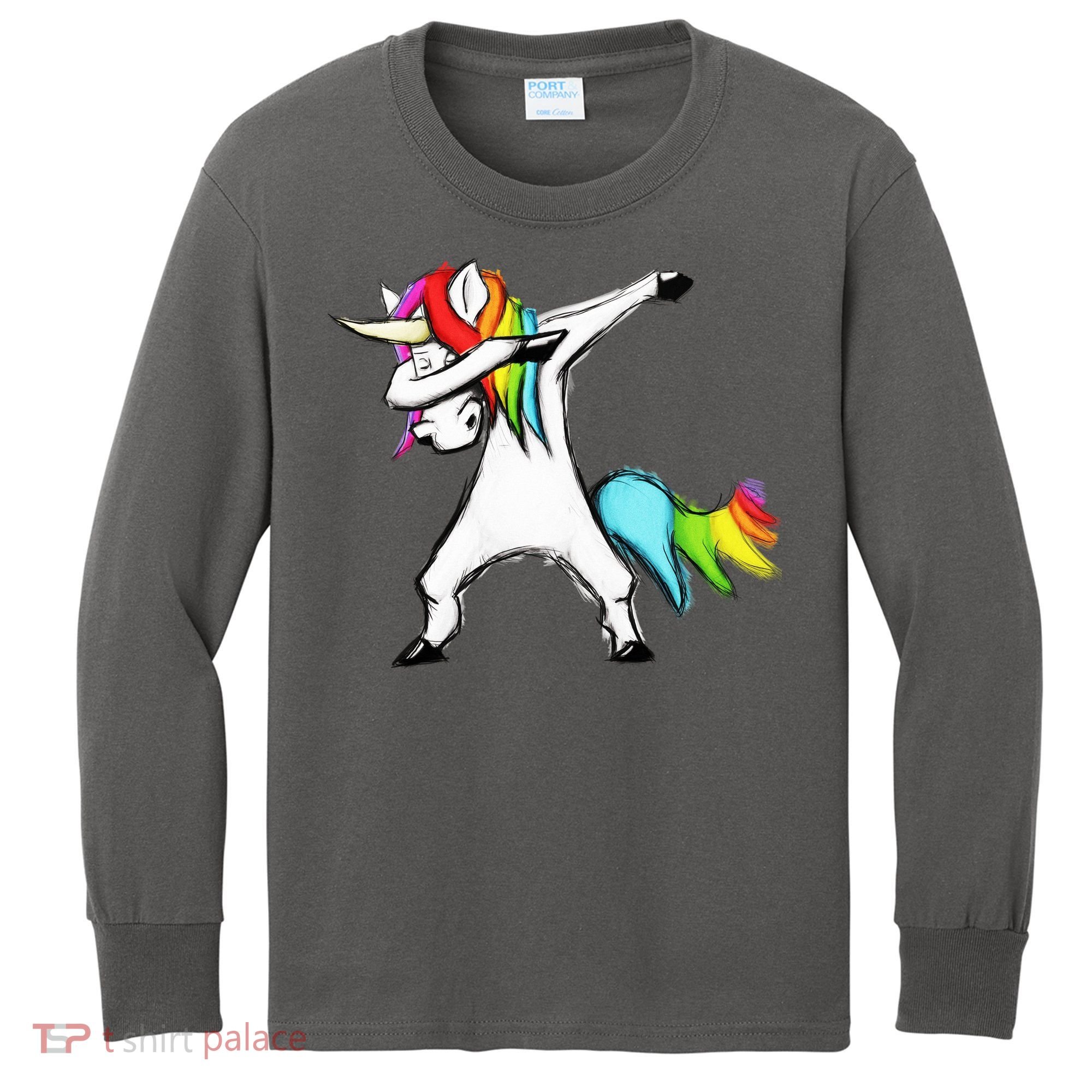 Dabbing Unicorn Kids Long Sleeve Shirt