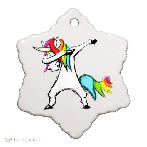 Dabbing Unicorn Ceramic Ornament