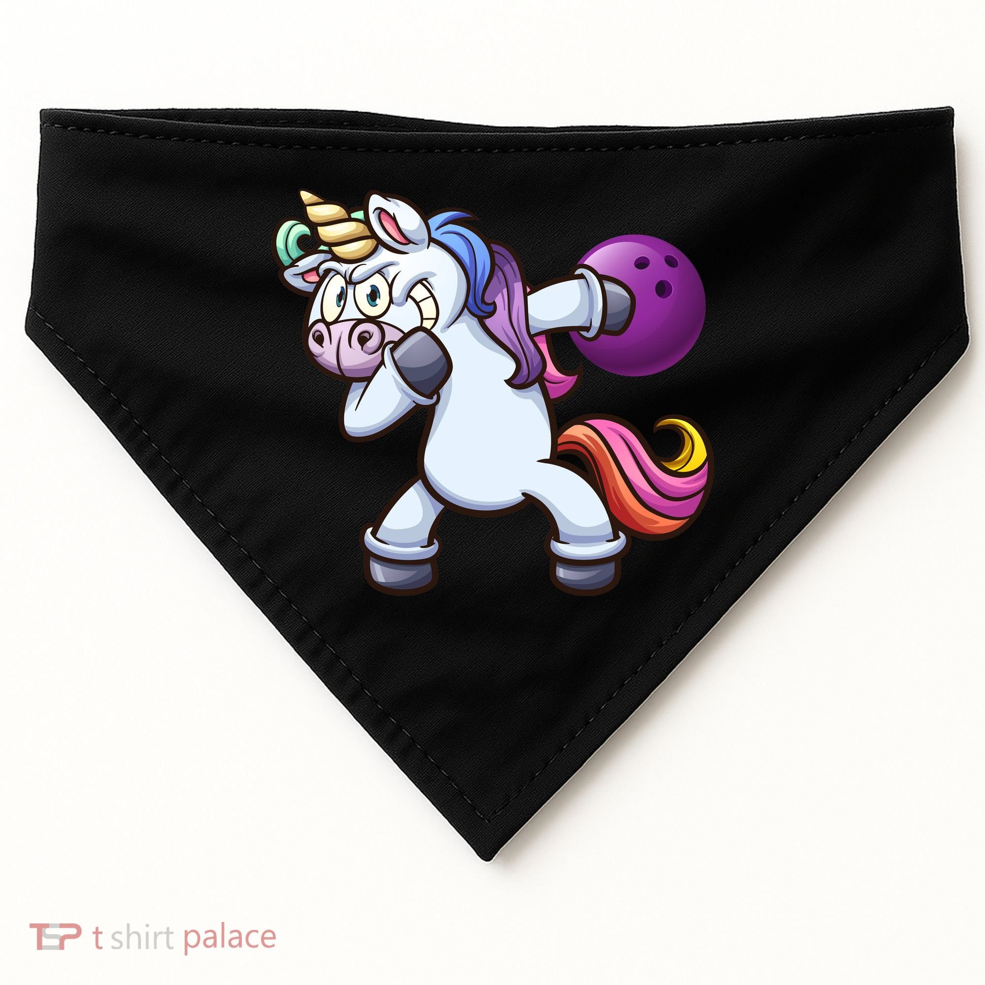 Dabbing Unicorn Bowling  USA-Made Doggie Bandana