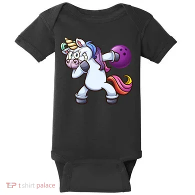 Dabbing Unicorn Bowling  Baby Bodysuit