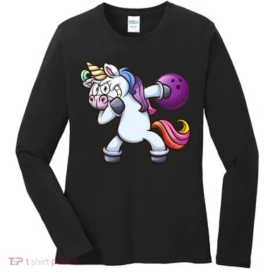 Dabbing Unicorn Bowling  Women's Long Sleeve Shirt