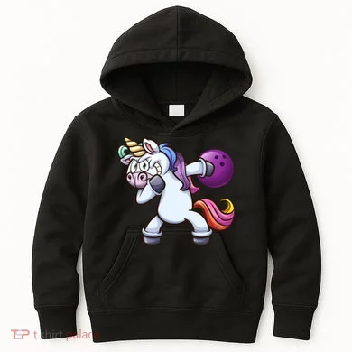 Dabbing Unicorn Bowling Kids Hoodie
