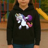Dabbing Unicorn Bowling  Kids Hoodie thumb 3