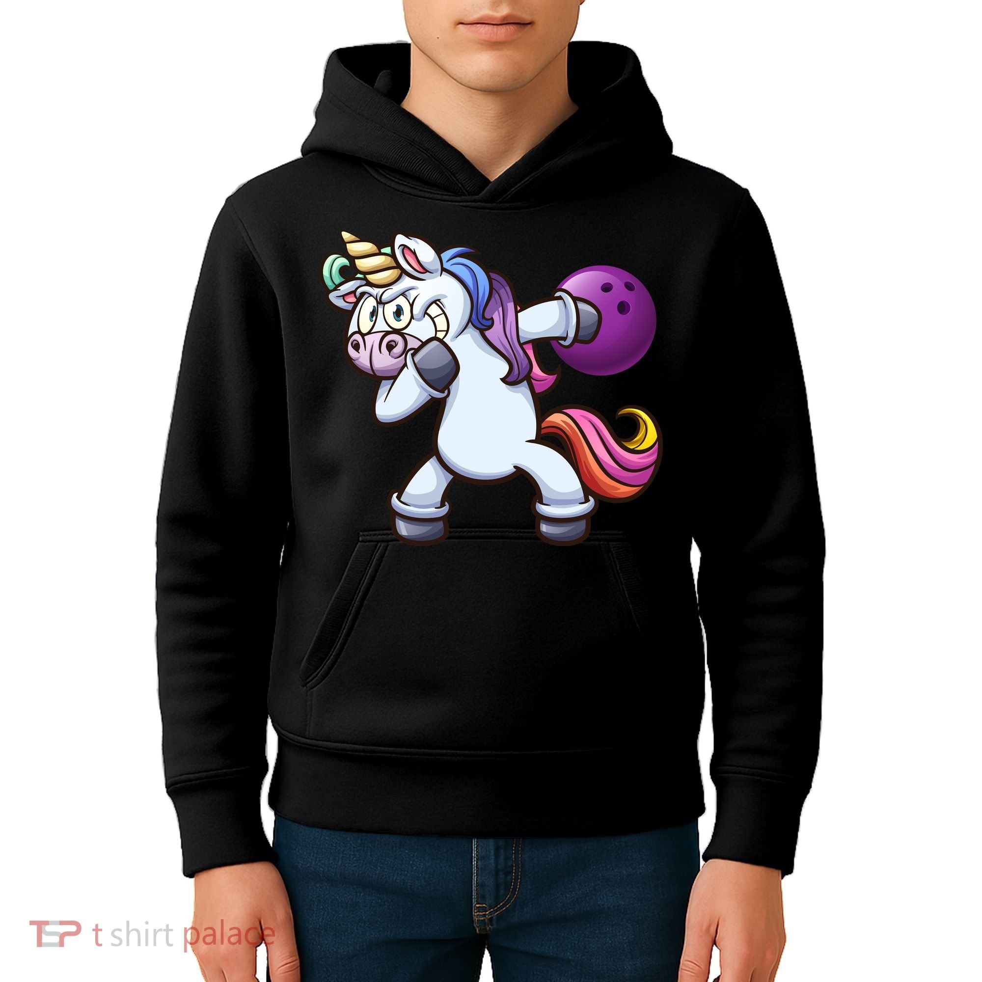 Dabbing Unicorn Bowling  Kids Hoodie