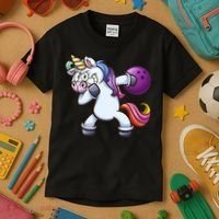 Dabbing Unicorn Bowling  Kids T-Shirt thumb 3