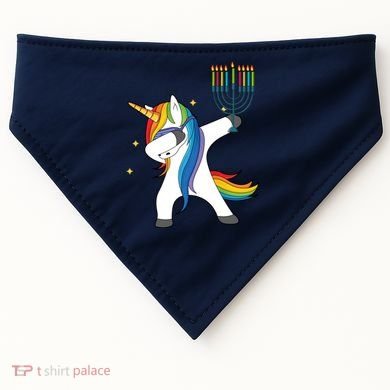 Dabbing Unicorn Hanukkah USA-Made Doggie Bandana