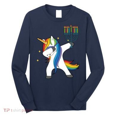 Dabbing Unicorn Hanukkah Long Sleeve Shirt