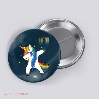 Dabbing Unicorn Hanukkah Button