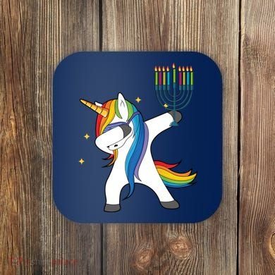 Dabbing Unicorn Hanukkah Coaster