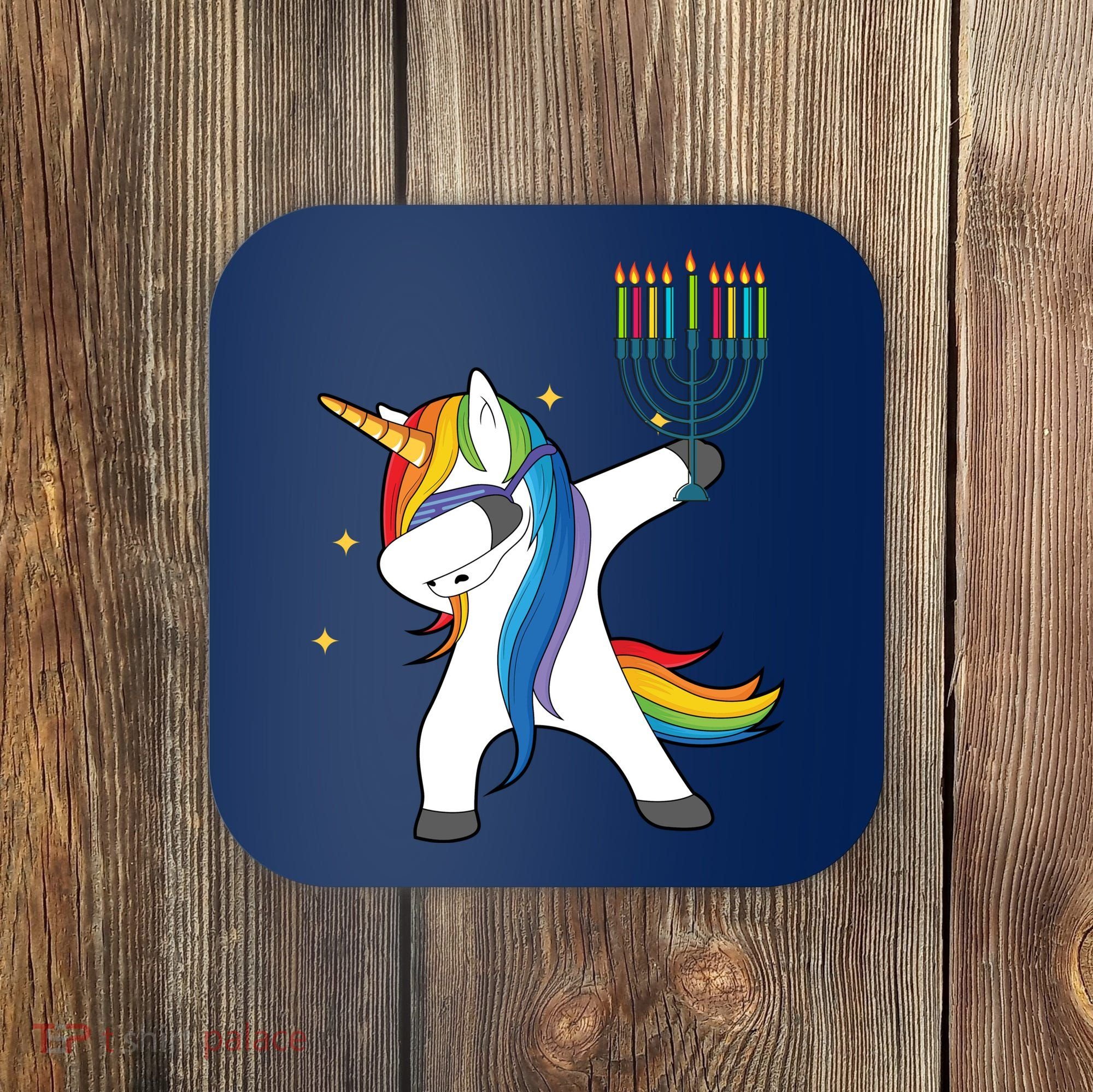 Dabbing Unicorn Hanukkah Coaster