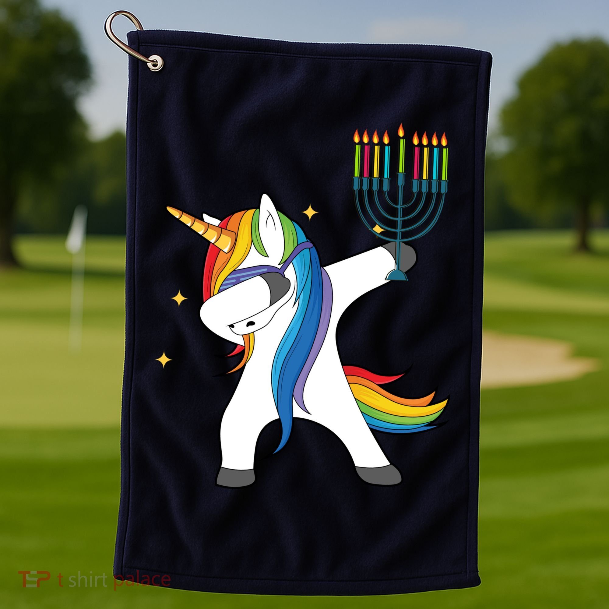 Dabbing Unicorn Hanukkah Golf Towel