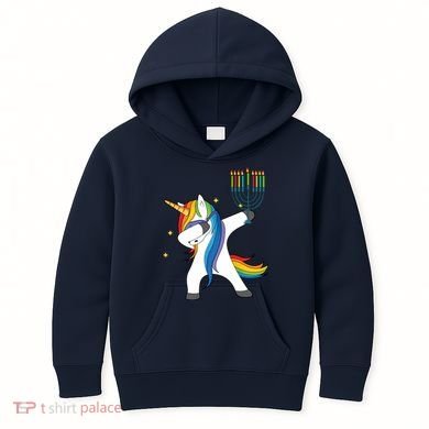 Dabbing Unicorn Hanukkah Kids Hoodie