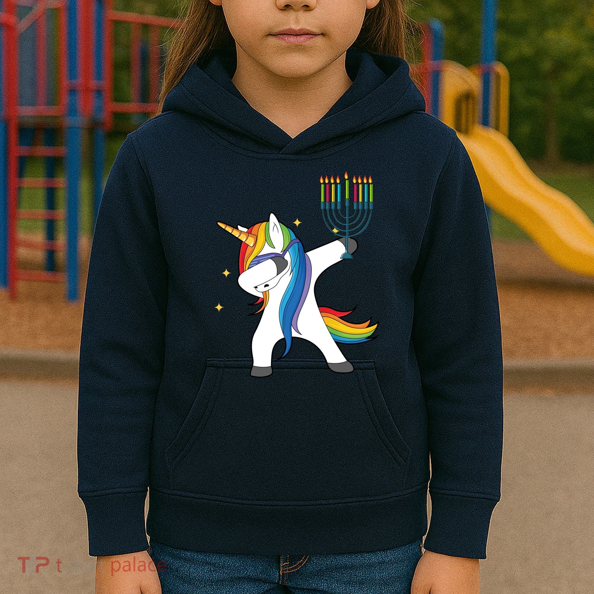 Dabbing Unicorn Hanukkah Kids Hoodie
