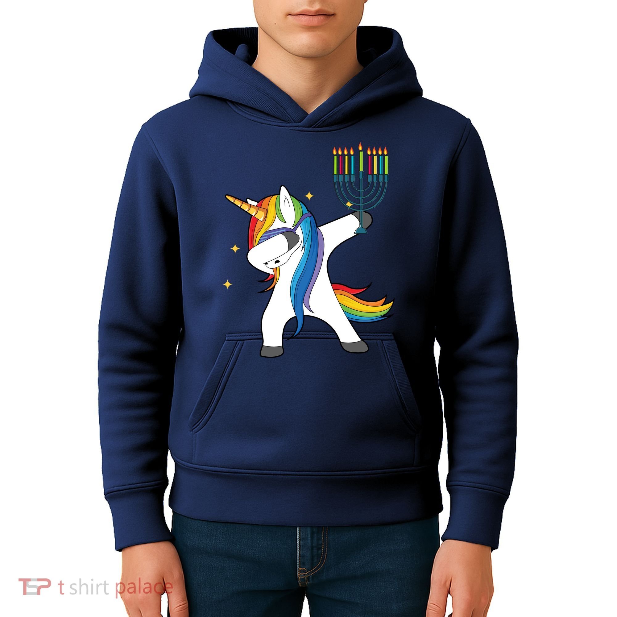Dabbing Unicorn Hanukkah Kids Hoodie
