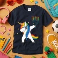 Dabbing Unicorn Hanukkah Kids T-Shirt thumb 3