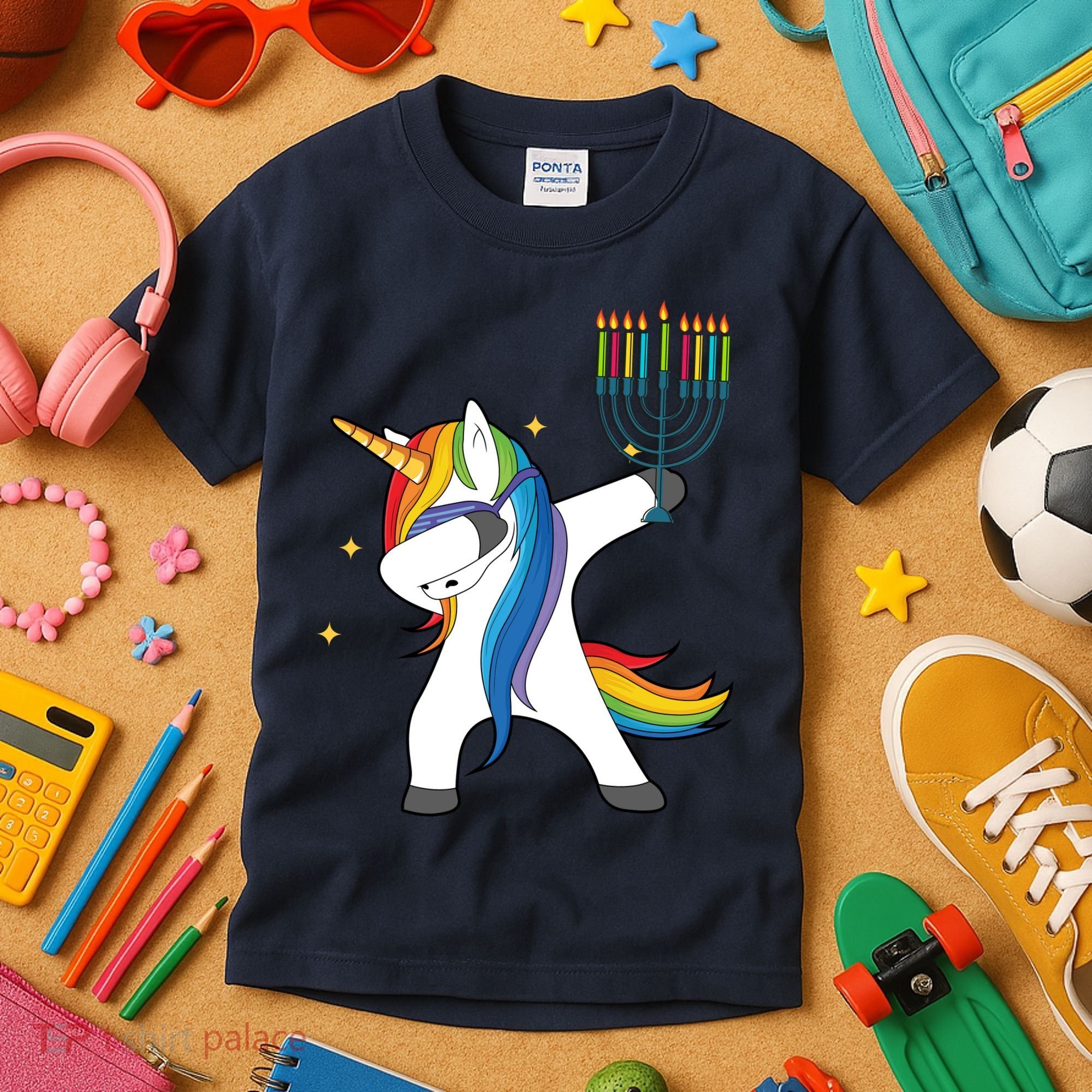 Dabbing Unicorn Hanukkah Kids T-Shirt