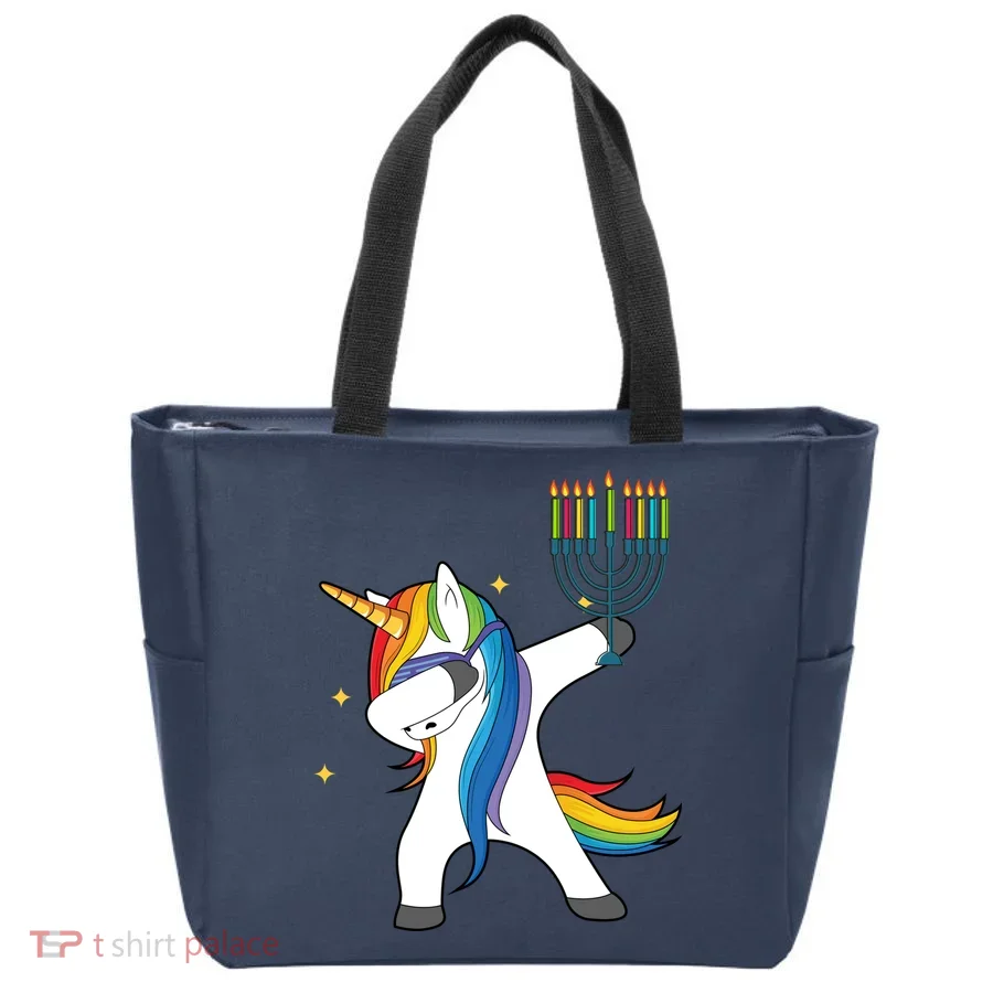 Dabbing Unicorn Hanukkah Tote Bag