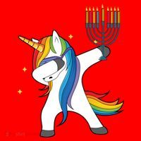 Dabbing Unicorn Hanukkah Santa Hat thumb 1