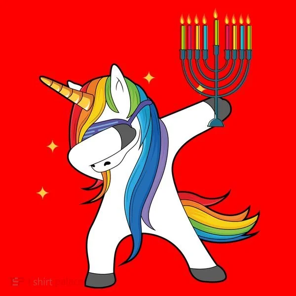 Dabbing Unicorn Hanukkah Santa Hat
