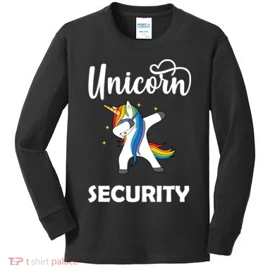 Dabbing Unicorn Security Kids Long Sleeve Shirt