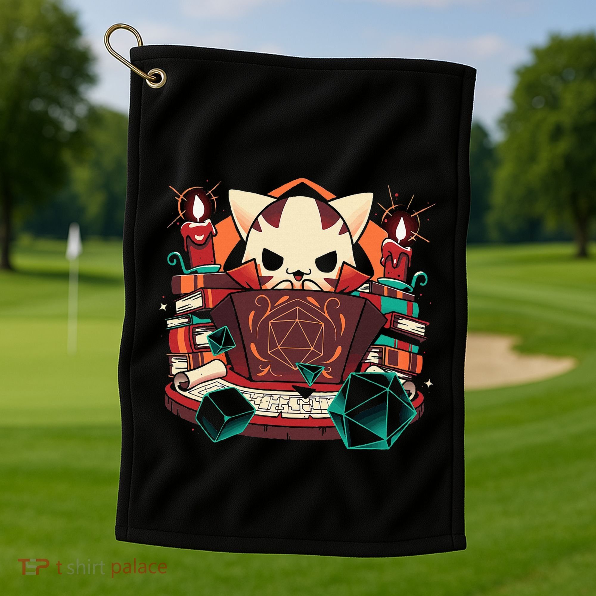 Dungeon And Cats Tabletop Gaming Role Player Golf Towel