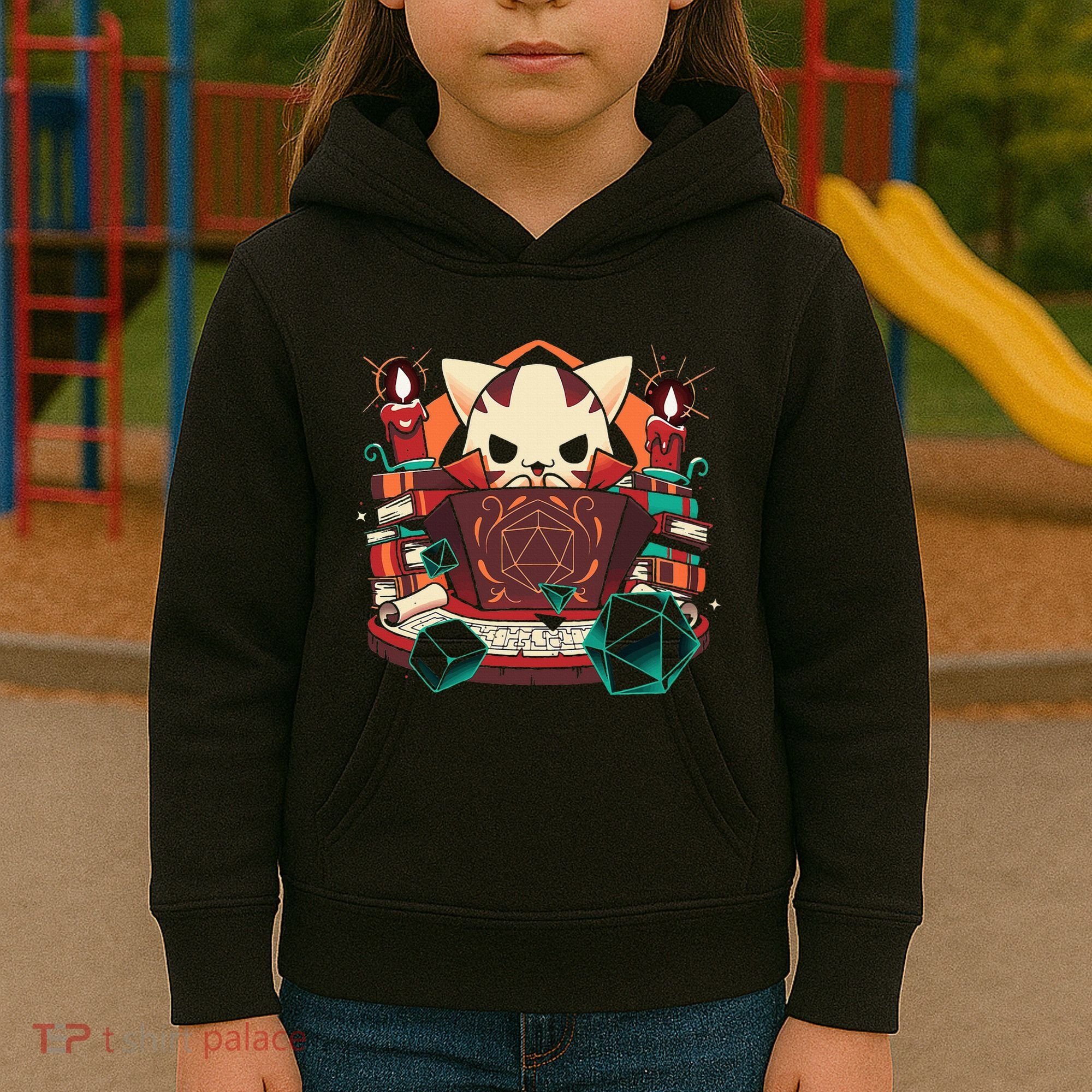 Dungeon And Cats Tabletop Gaming Role Player Kids Hoodie