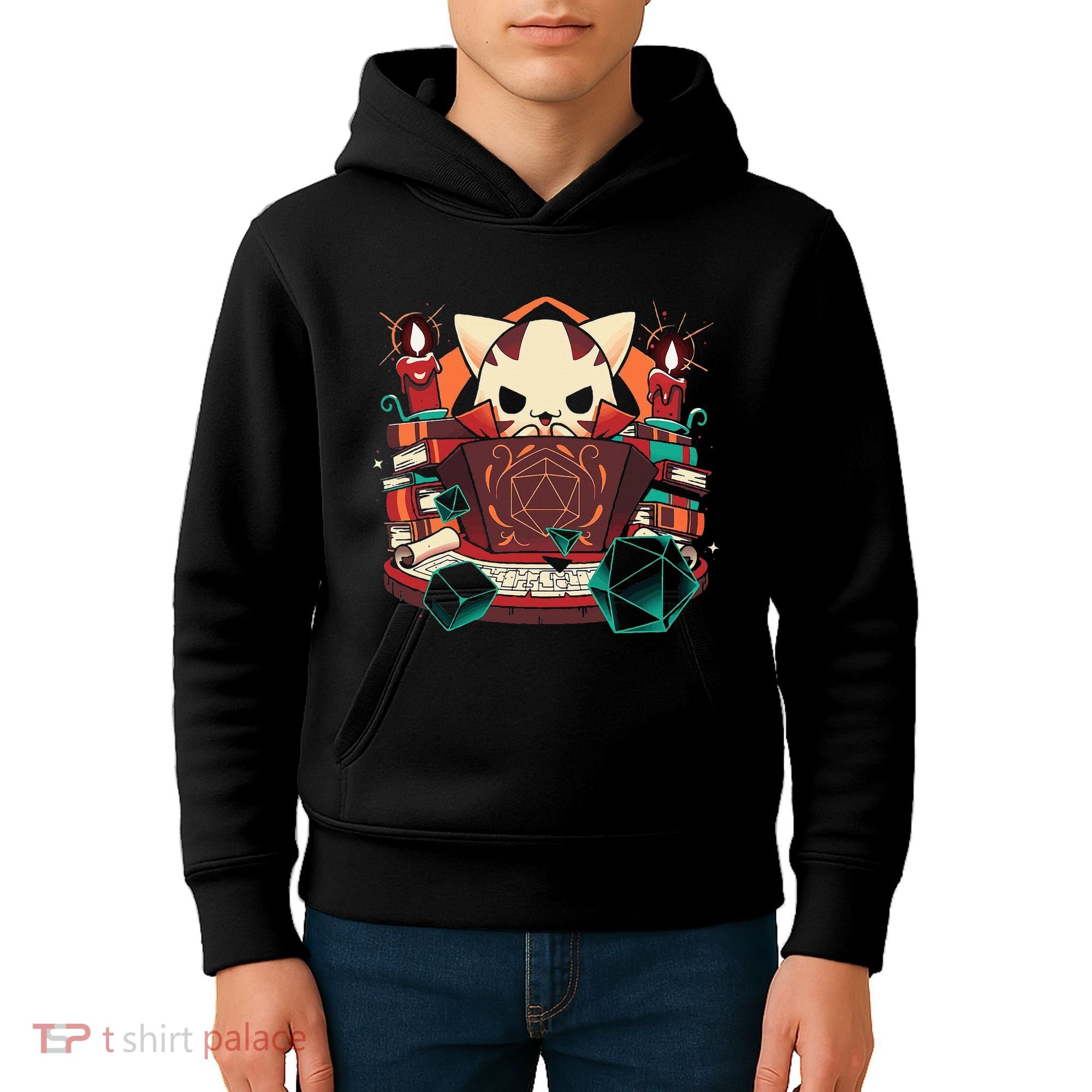 Dungeon And Cats Tabletop Gaming Role Player Kids Hoodie