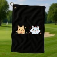 Dog And Cat Cute Animal Lover Golf Towel thumb 1