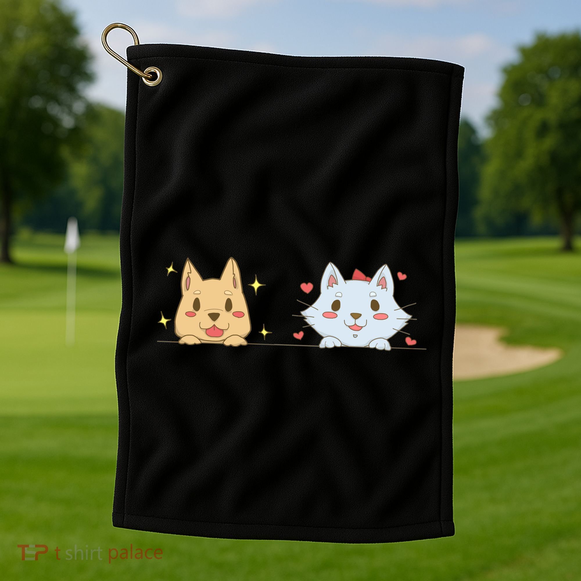 Dog And Cat Cute Animal Lover Golf Towel