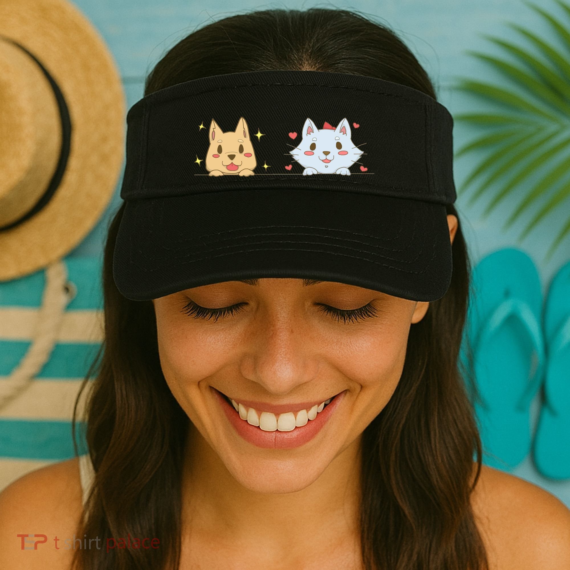 Dog And Cat Cute Animal Lover Visor