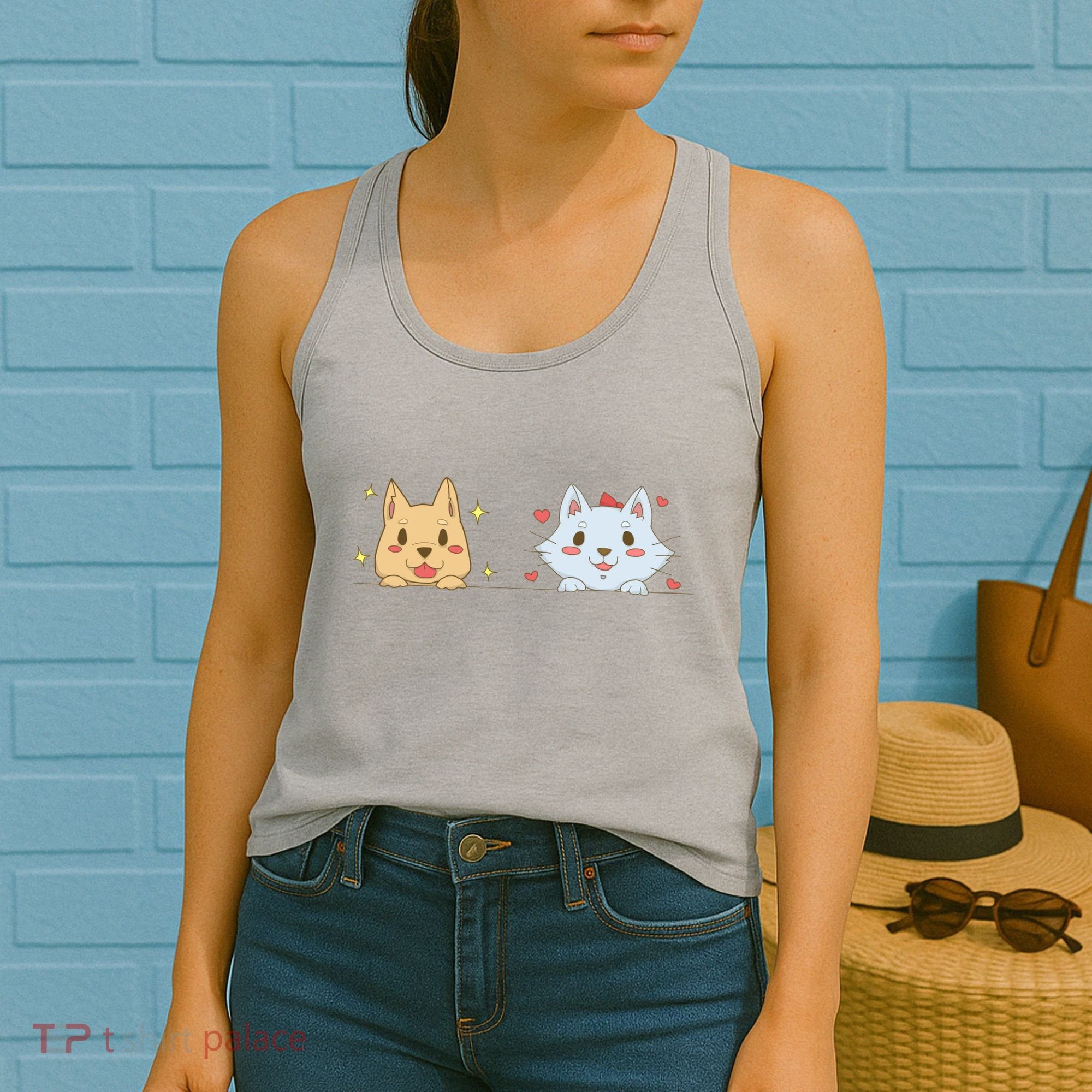 Dog And Cat Cute Animal Lover Women's Tank Top