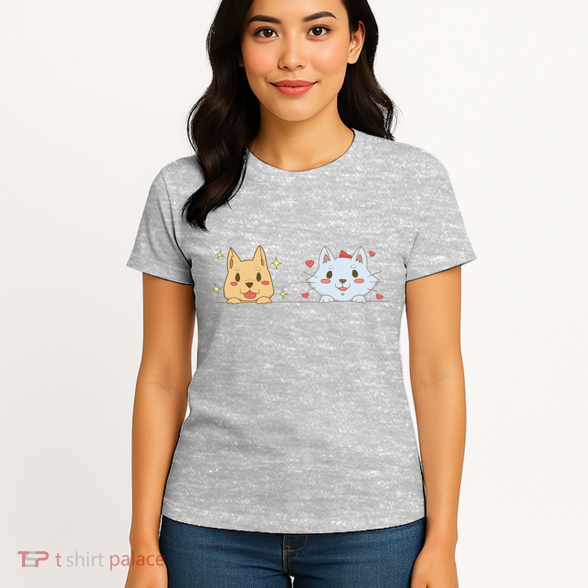 Dog And Cat Cute Animal Lover Women's T-Shirt