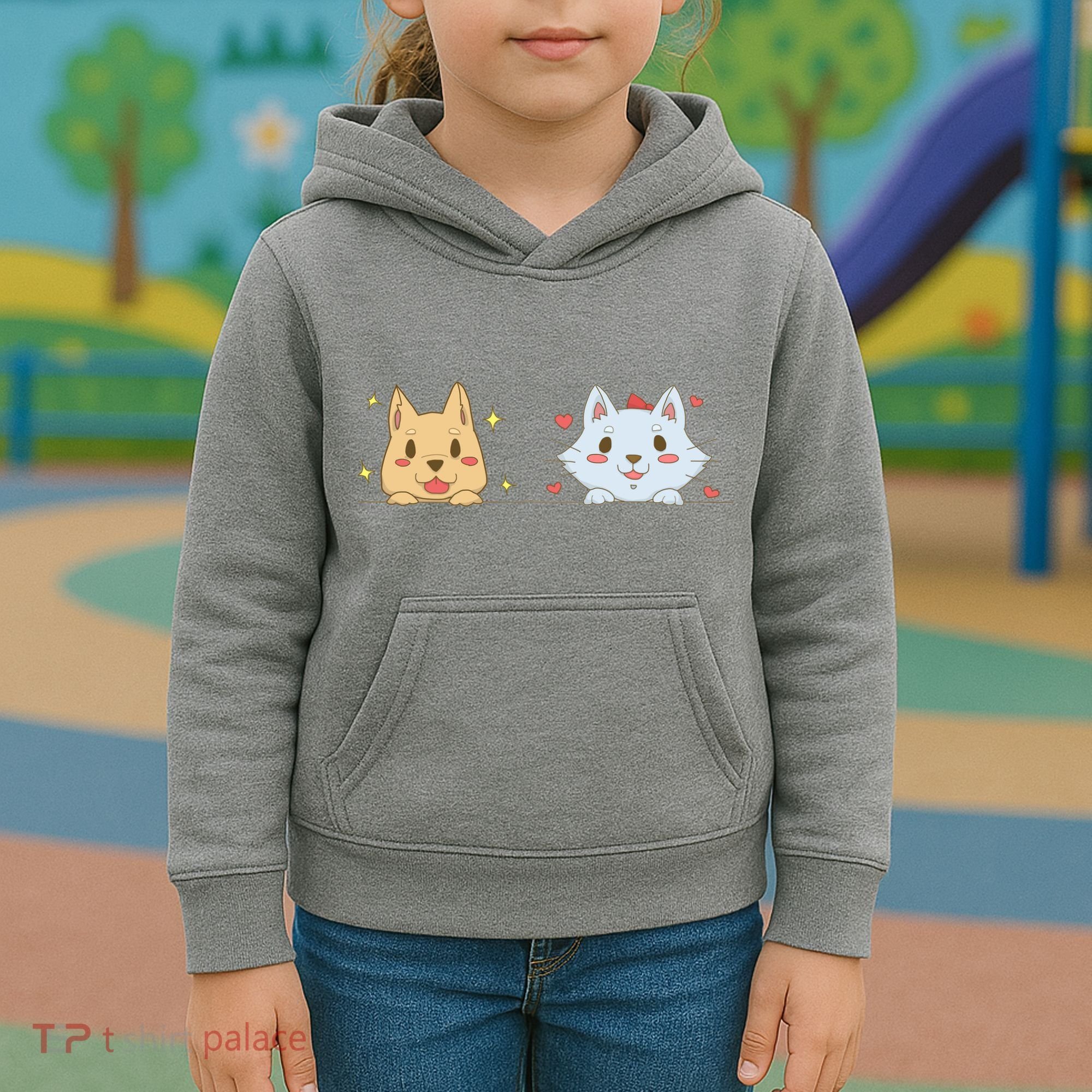 Dog And Cat Cute Animal Lover Kids Hoodie