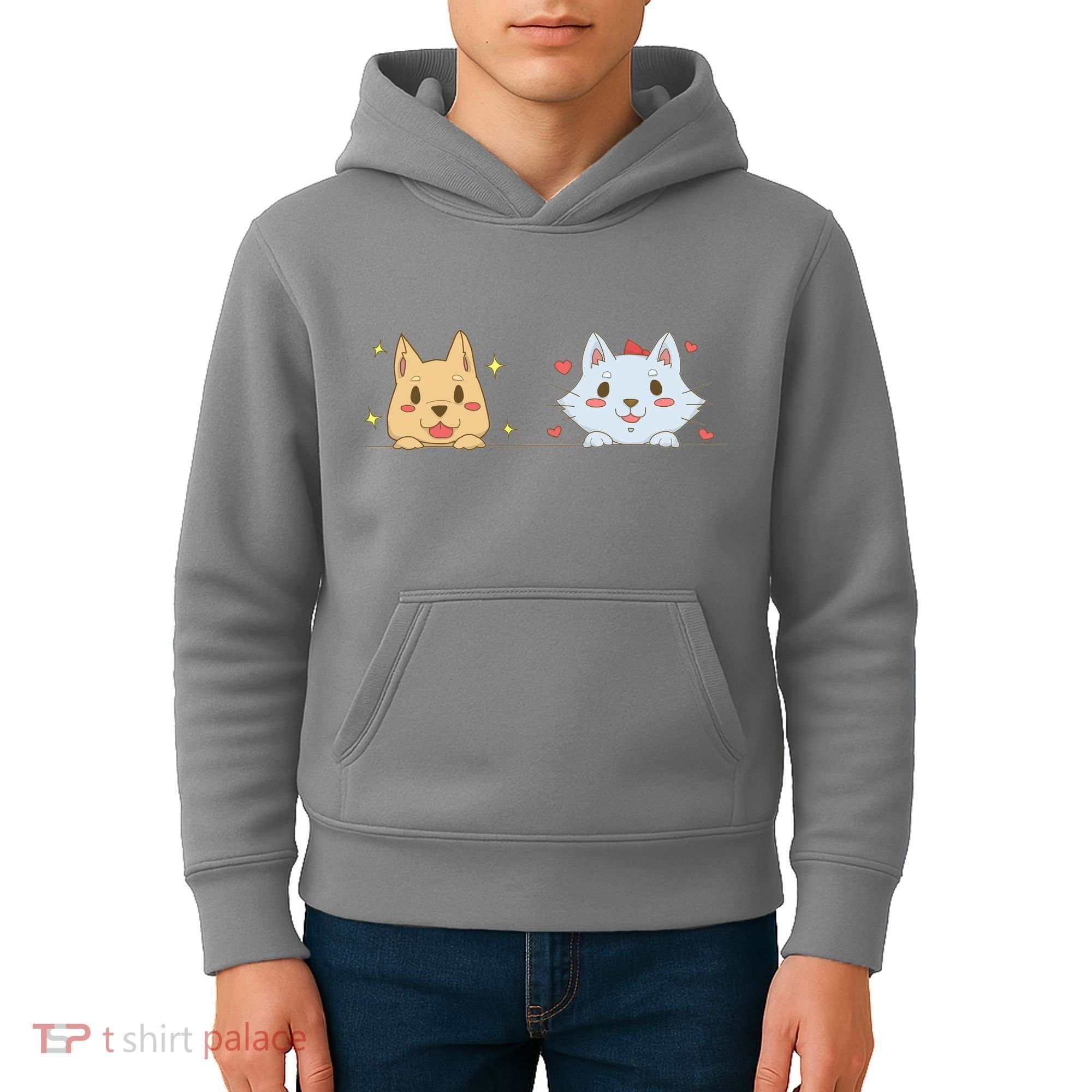 Dog And Cat Cute Animal Lover Kids Hoodie
