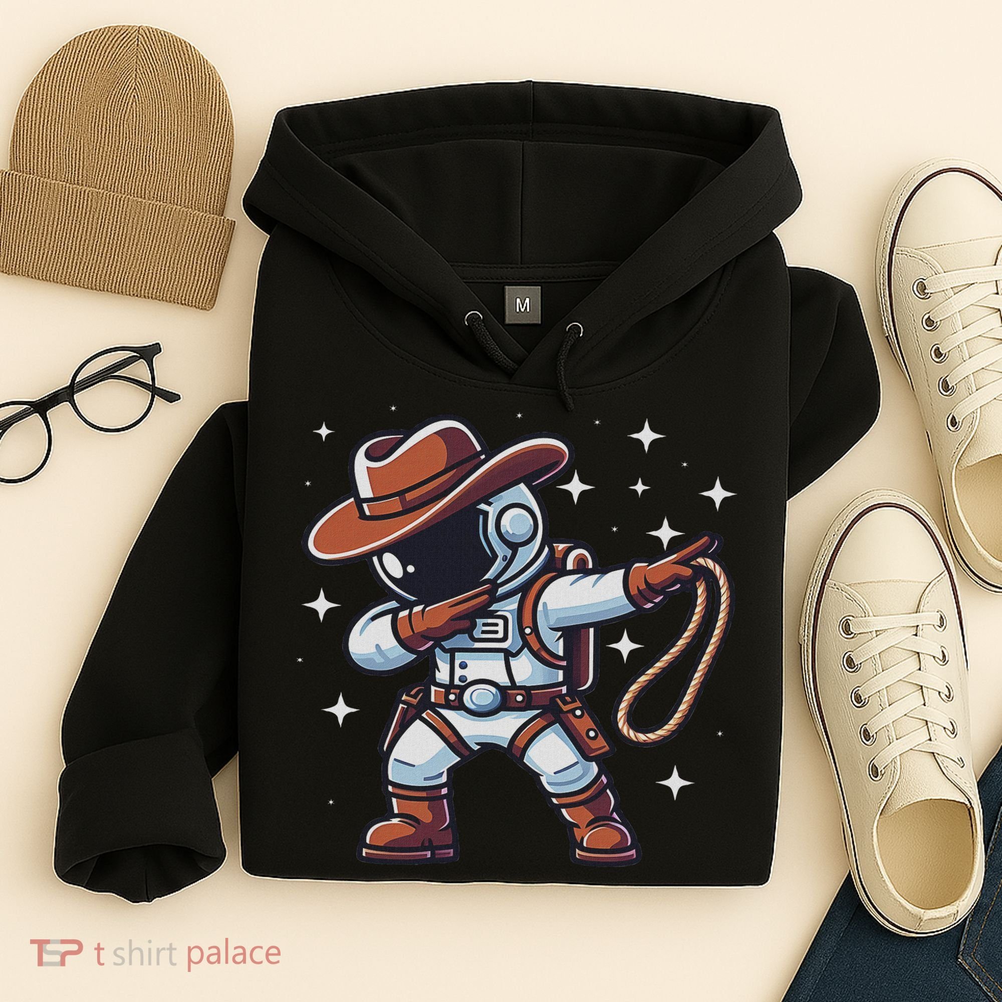 Dabbing Astronaut Cowboy Space Halloween Costume Hoodie