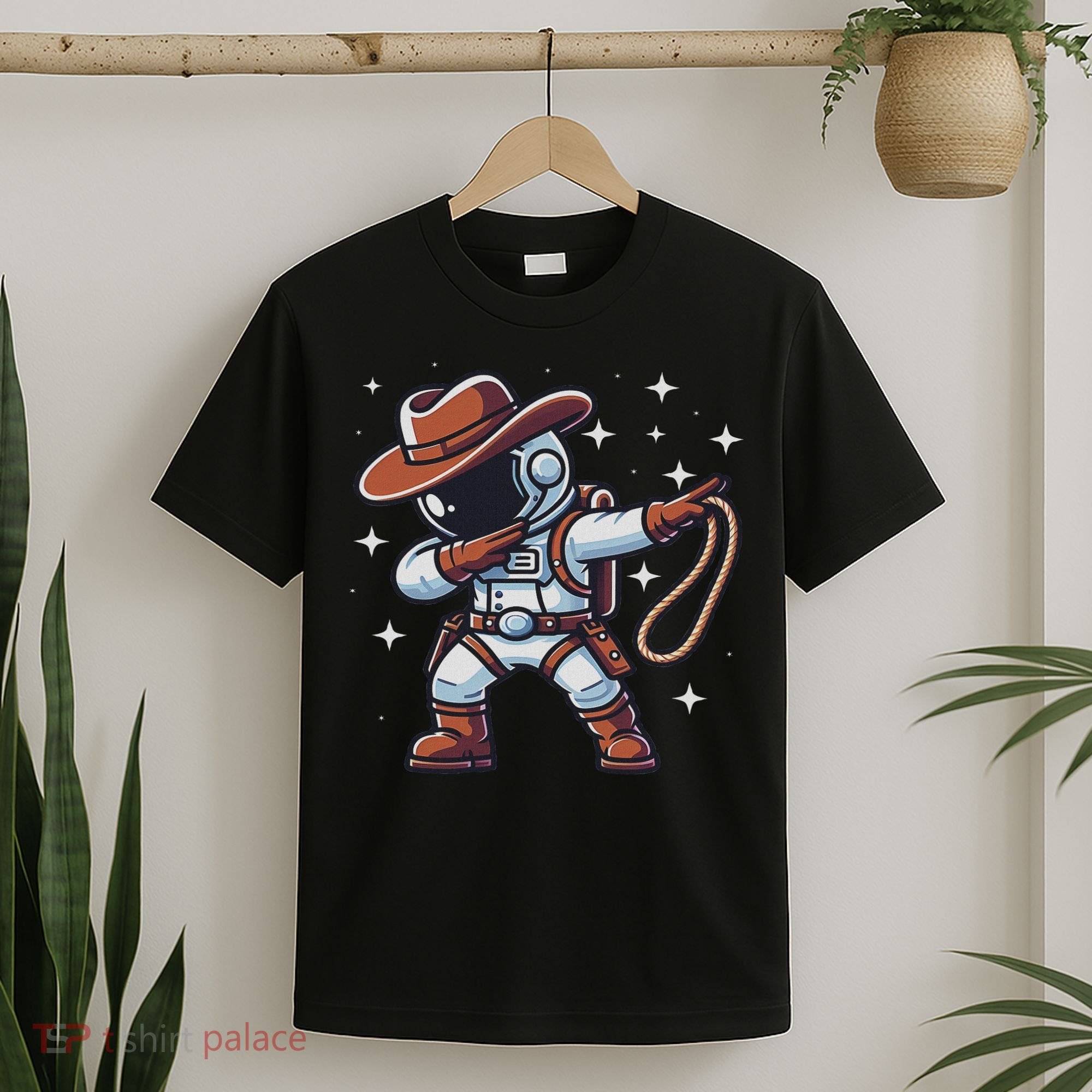 Dabbing Astronaut Cowboy Space Halloween Costume T-Shirt
