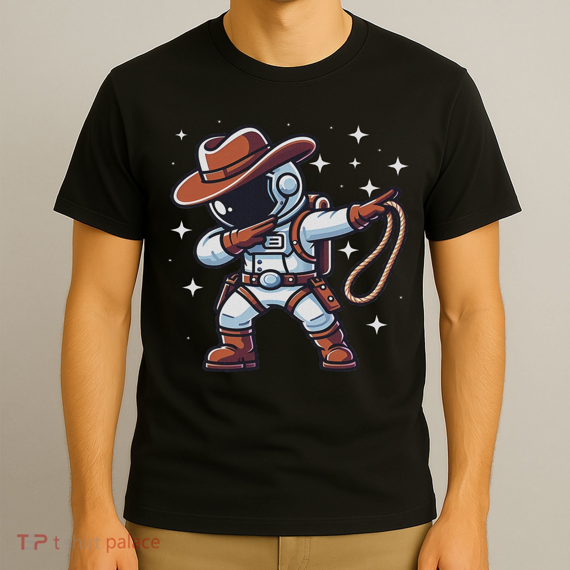 Dabbing Astronaut Cowboy Space Halloween Costume T-Shirt