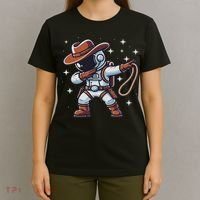 Dabbing Astronaut Cowboy Space Halloween Costume T-Shirt thumb 4