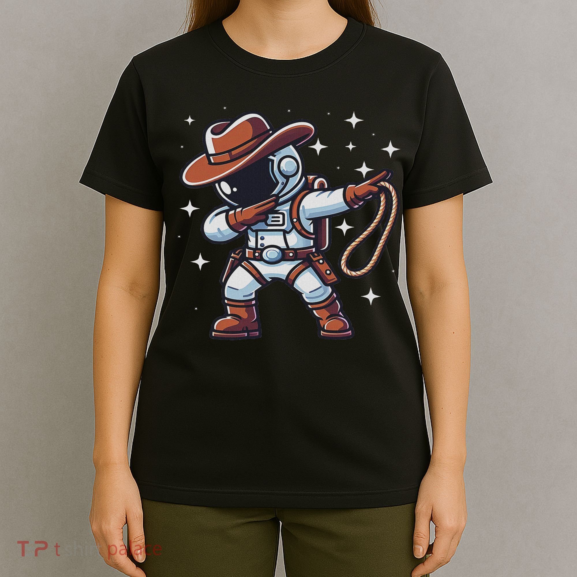 Dabbing Astronaut Cowboy Space Halloween Costume T-Shirt