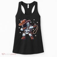 Dabbing Astronaut Cowboy Space Halloween Costume Women's Tank Top thumb 0