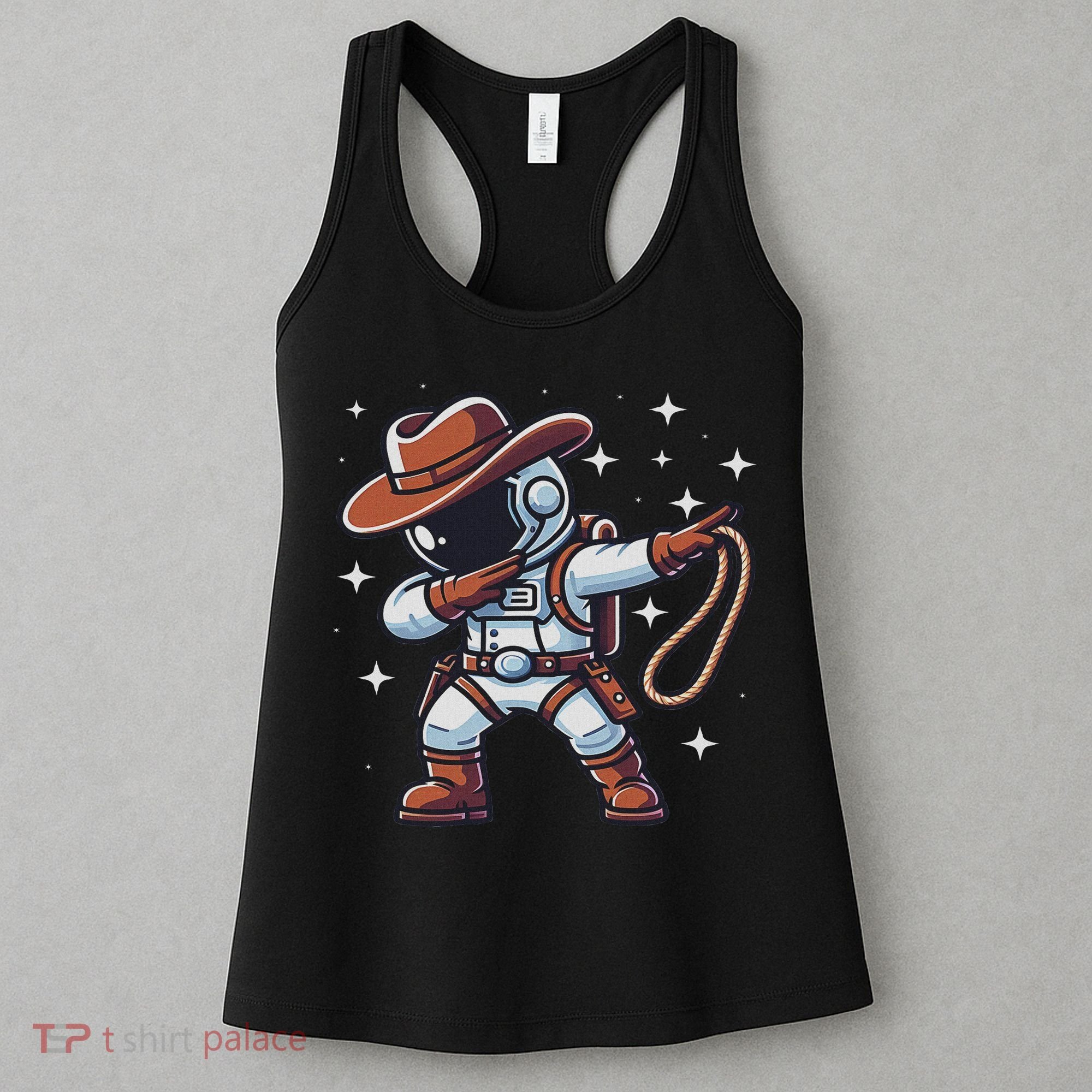 Dabbing Astronaut Cowboy Space Halloween Costume Women's Tank Top