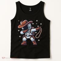 Dabbing Astronaut Cowboy Space Halloween Costume Tank Top thumb 2