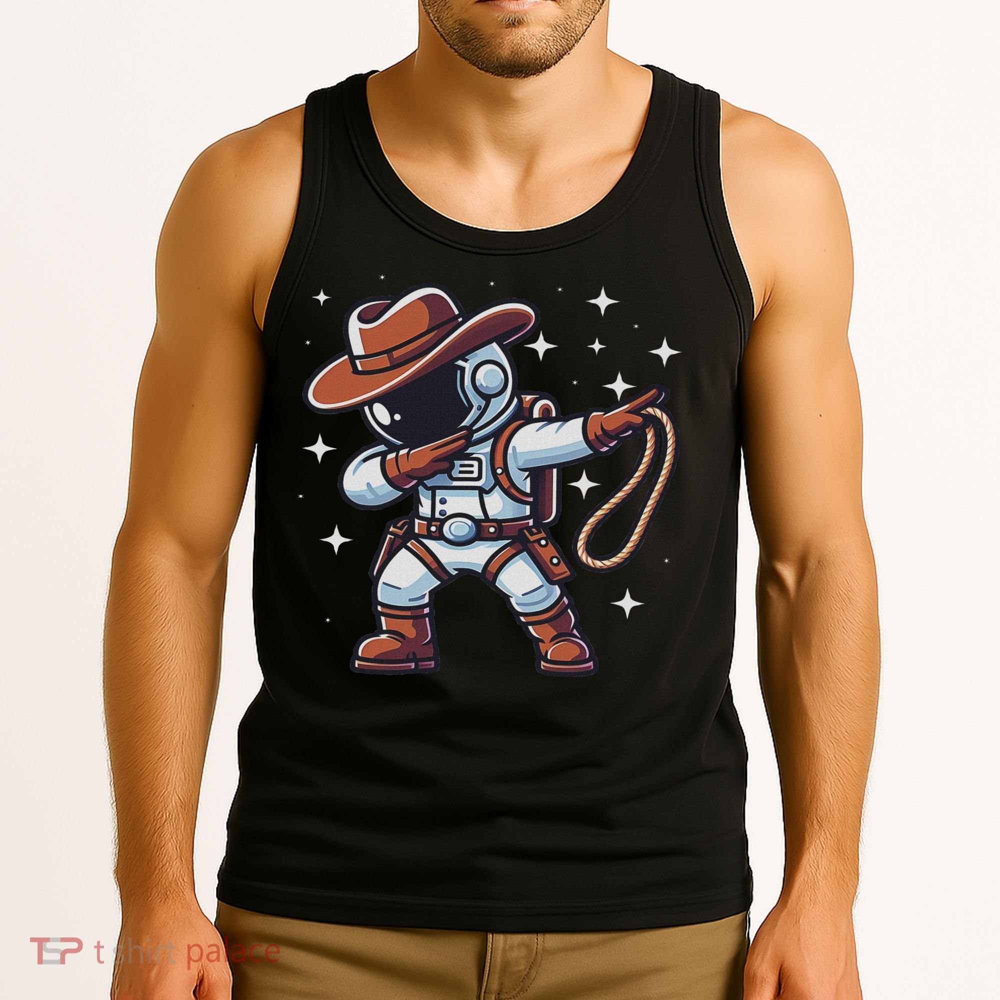 Dabbing Astronaut Cowboy Space Halloween Costume Tank Top
