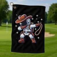 Dabbing Astronaut Cowboy Space Halloween Costume Golf Towel thumb 1