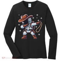 Dabbing Astronaut Cowboy Space Halloween Costume Women's Long Sleeve Shirt thumb 0