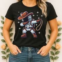 Dabbing Astronaut Cowboy Space Halloween Costume Women's T-Shirt thumb 2