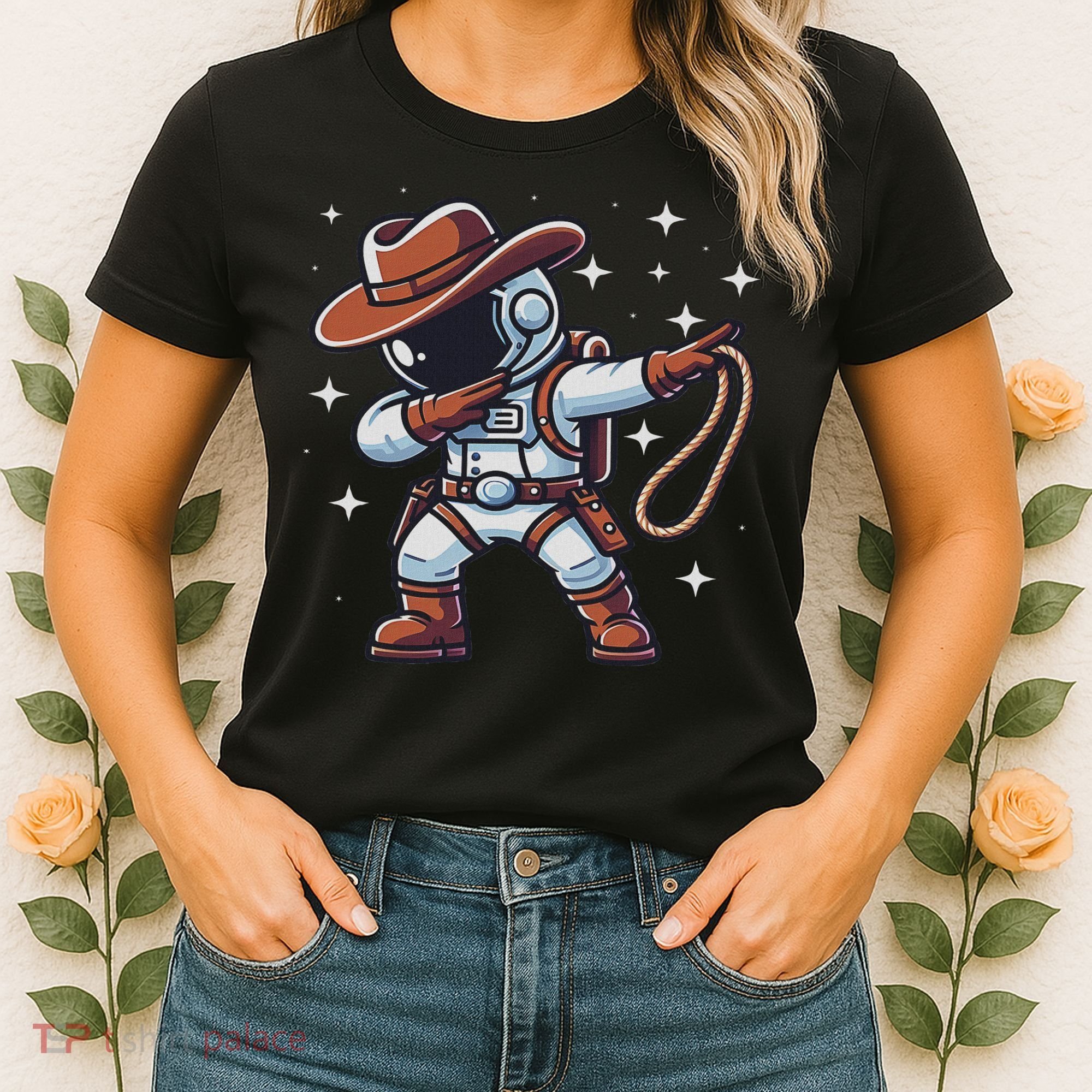 Dabbing Astronaut Cowboy Space Halloween Costume Women's T-Shirt