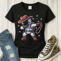 Dabbing Astronaut Cowboy Space Halloween Costume Women's T-Shirt thumb 3